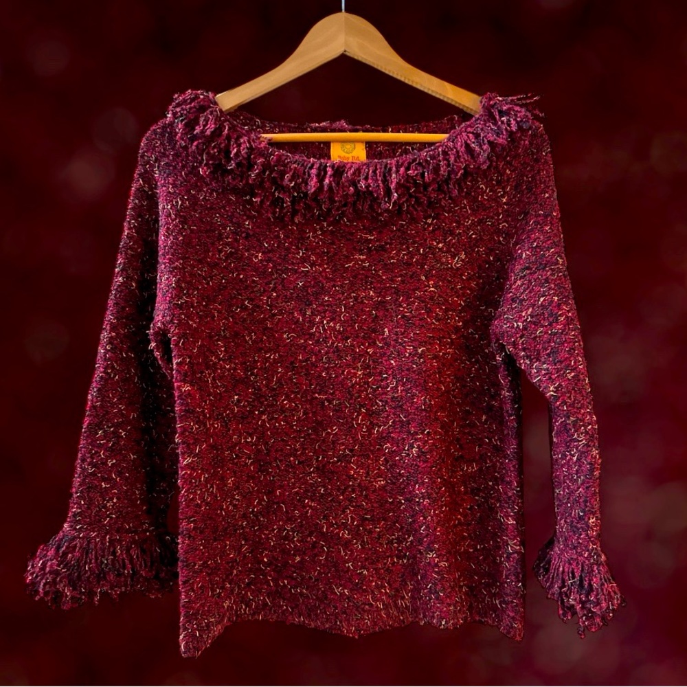 RUBY RD. Frilly and fun holiday sweater size medium.